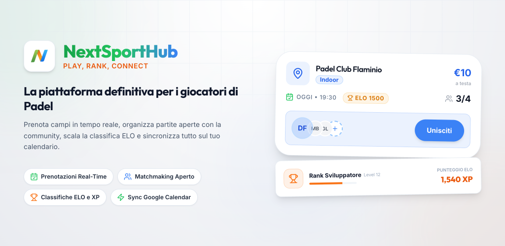 NextSportHub Desktop Web App