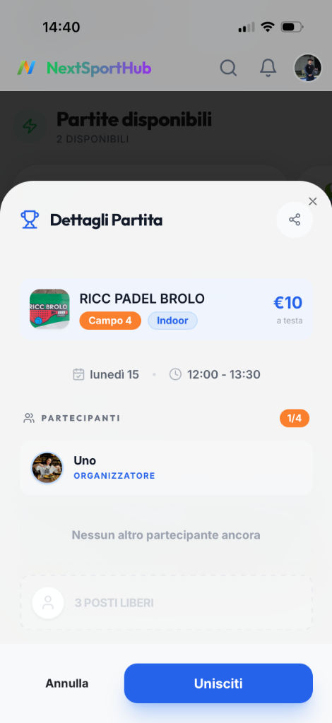 NextSportHub App Mobile - Home