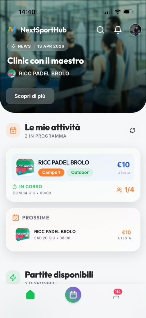 NextSportHub App Mobile - Partite