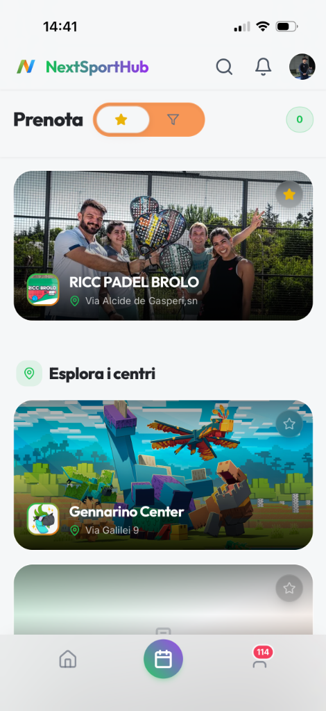 NextSportHub App Mobile - Profilo